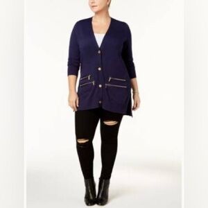 Melissa McCarthy Purple Longline Cardigan Sweater Size 2X